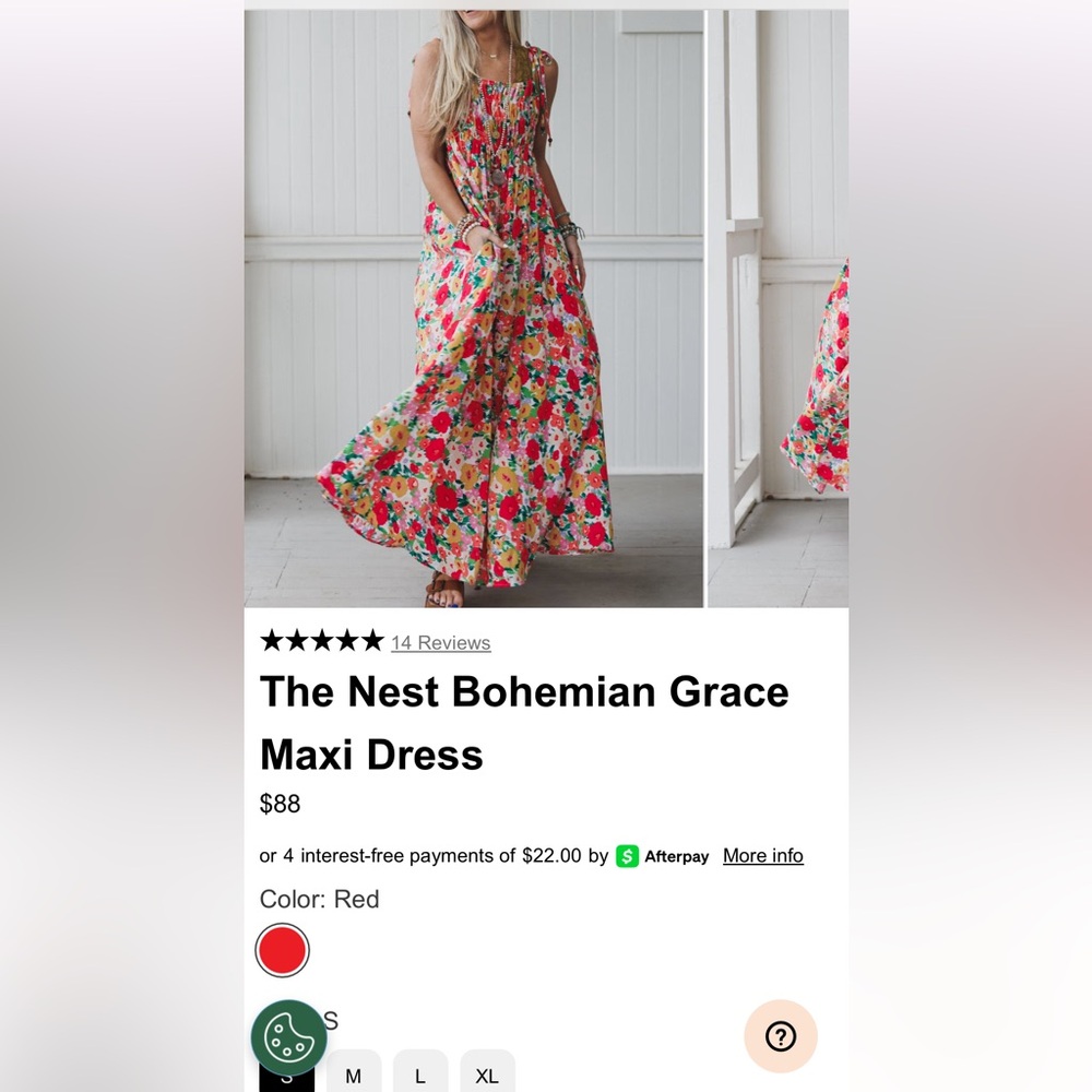 Floral Tie-Strap Maxi Dress in Multi-Color Three Bird Nest S NEW Boho Spring - Picture 12 of 12